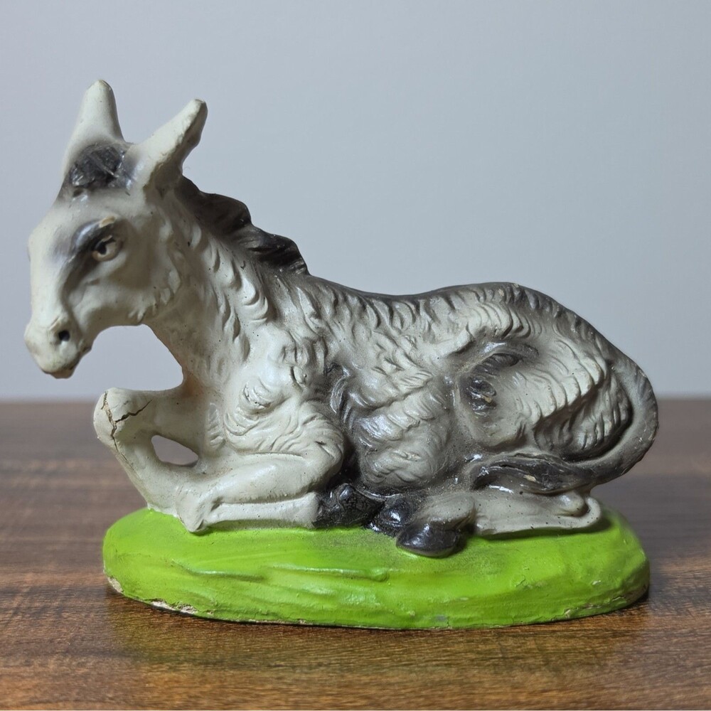 VINTAGE ITALY PAPER MACHE DONKEY NATIVITY REPLACEMENT FIGURINE FONTANINI?
